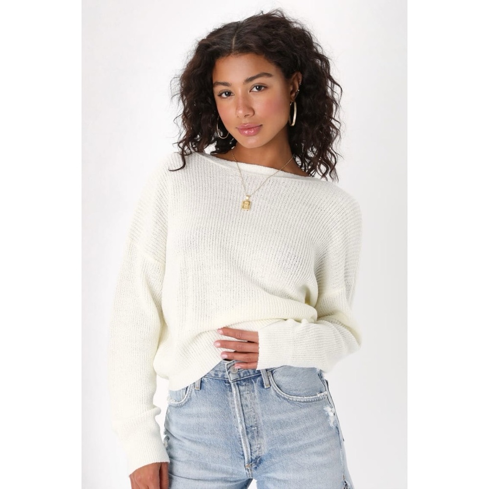 Lulus Twice the Charm Ivory Surplice Reversible Sweater